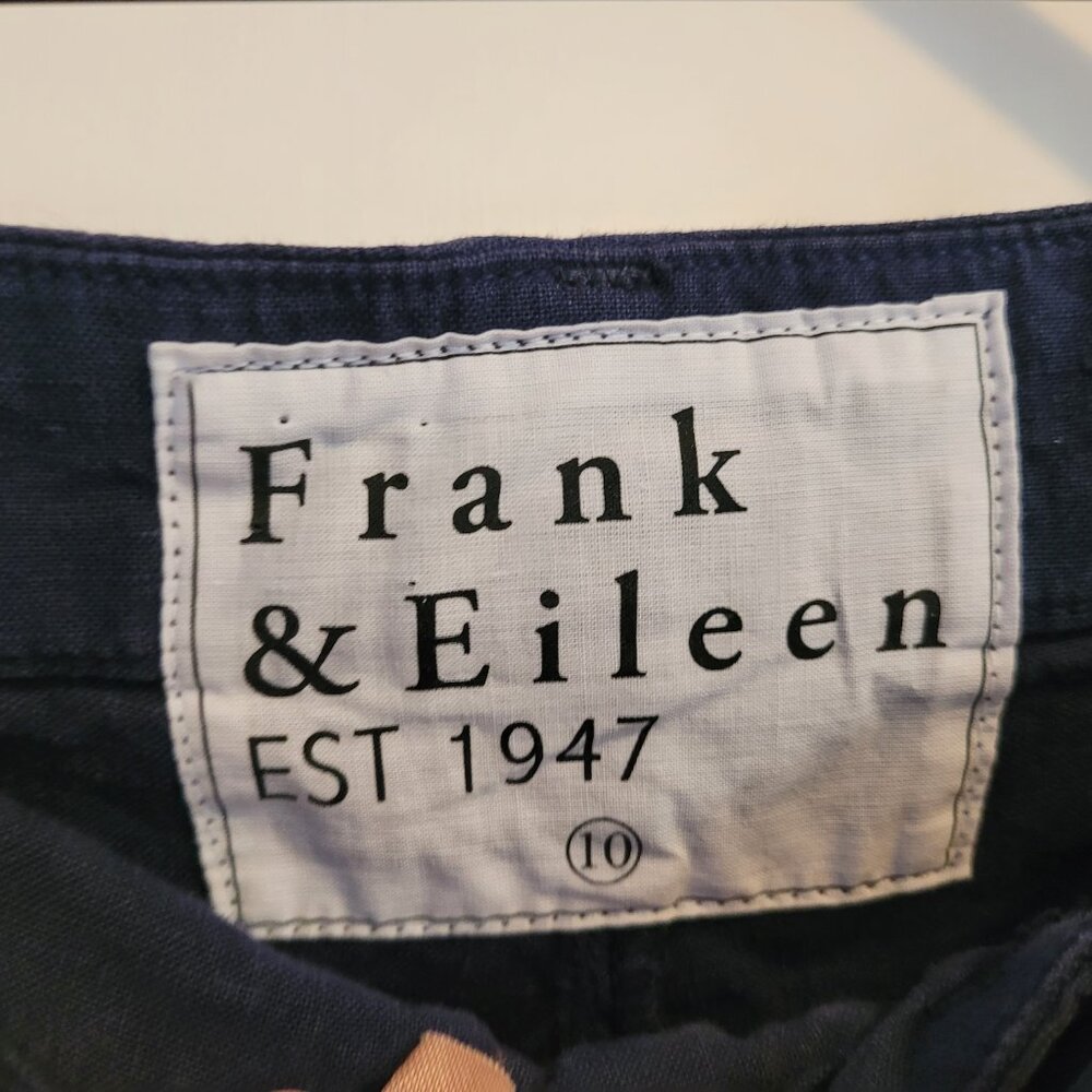 Frank & Eileen Wexford Wide Leg Italian Performance Linen Pant Size 10 Navy - Picture 3 of 6